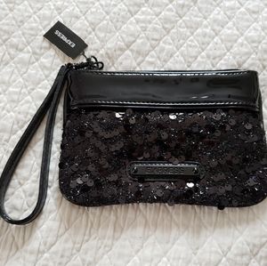 Express black sequined wristlet